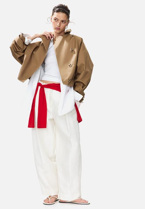 H&M - Short trench coat with scarf - dark beige