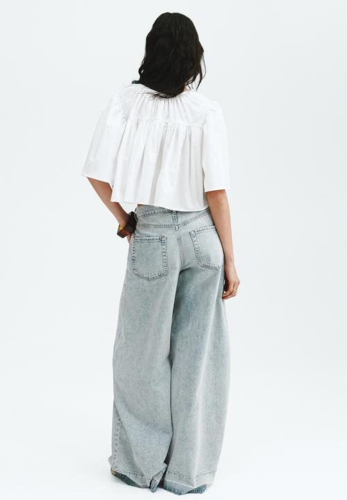 H&M - Cropped cotton blouse - white