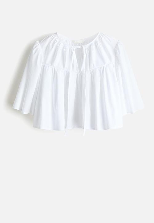 H&M - Cropped cotton blouse - white