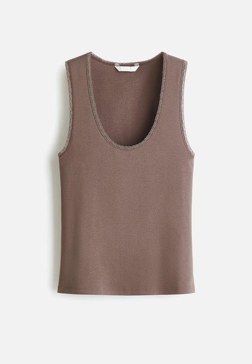 H&M - Lace-trimmed vest top - mole