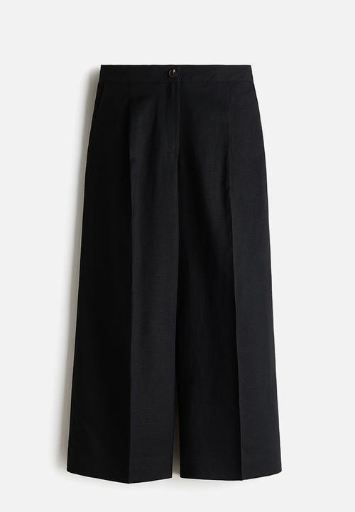 H&M - Ankle-length linen-blend trousers - black