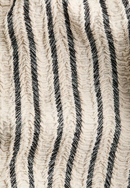 H&M - Crinkled v-neck top - light beige/striped