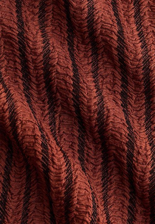 H&M - Crinkled v-neck top - rust brown/striped