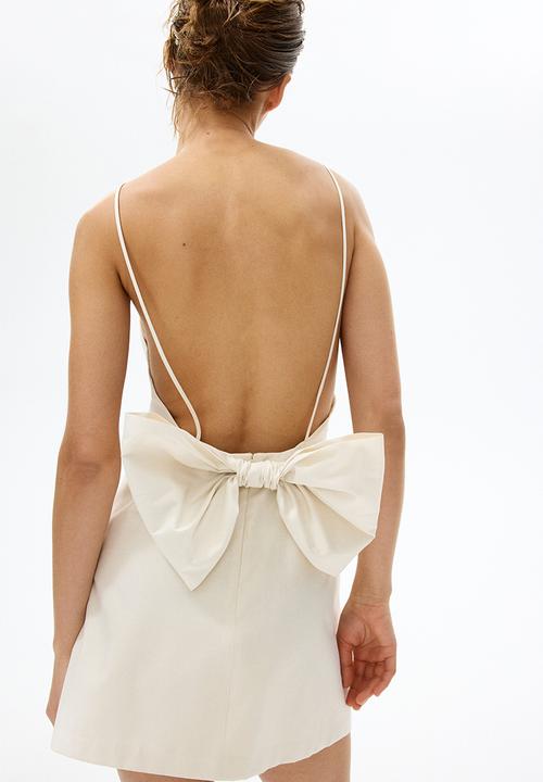 H&M - Bow-detail low-back dress - cream