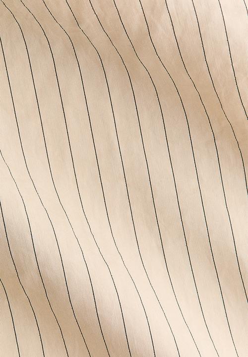 H&M - Modal-blend barrel trousers - light beige/striped