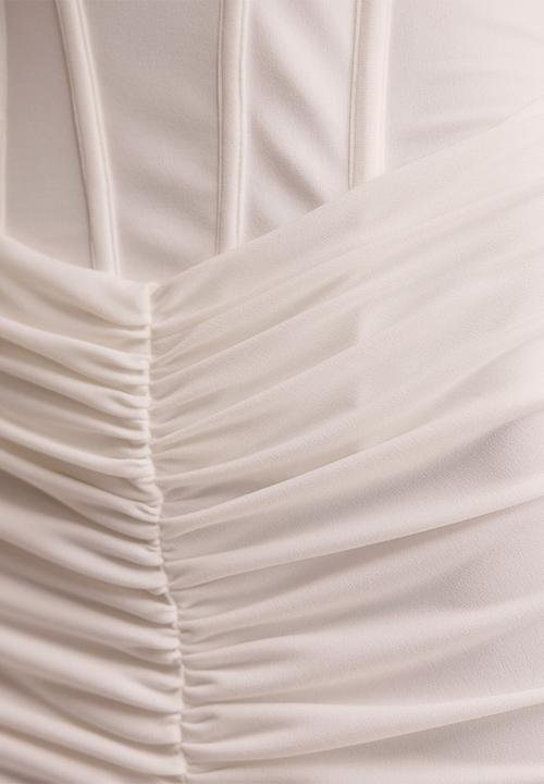 Forever New - Ania ruched bardot maxi dress in porcelain