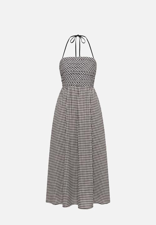 Forever New - Mimi halter linen midi dress in nia check