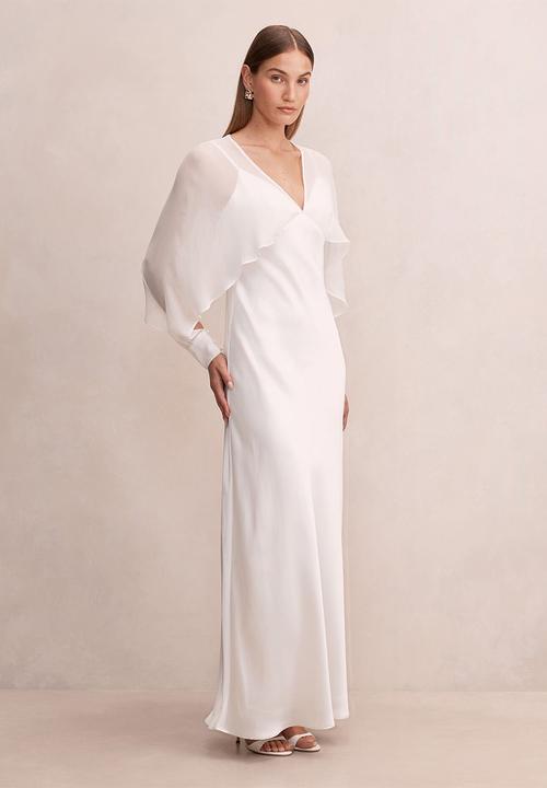 Forever New - Electra sleeve cape maxi dress in bridal white
