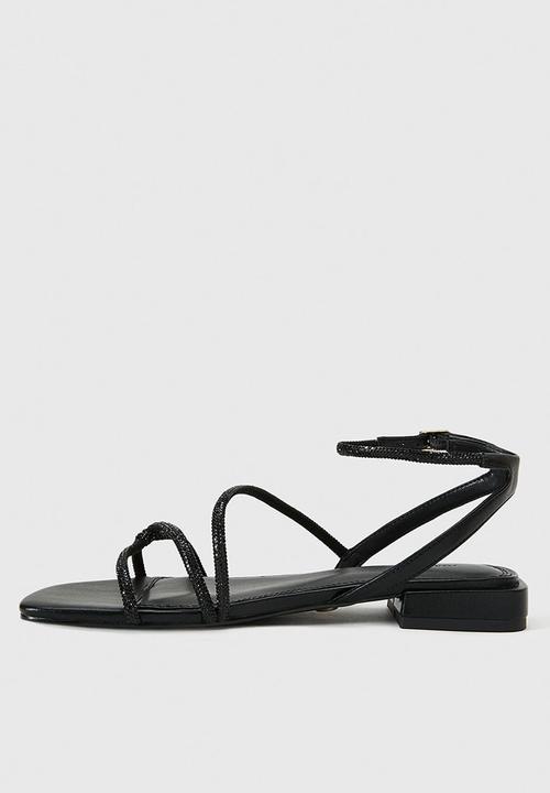 Forever New - Dominique 2 diamante strap flat pm sandal in black