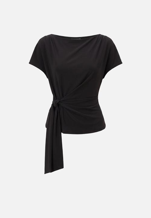 Forever New - Celine tie detail top in black
