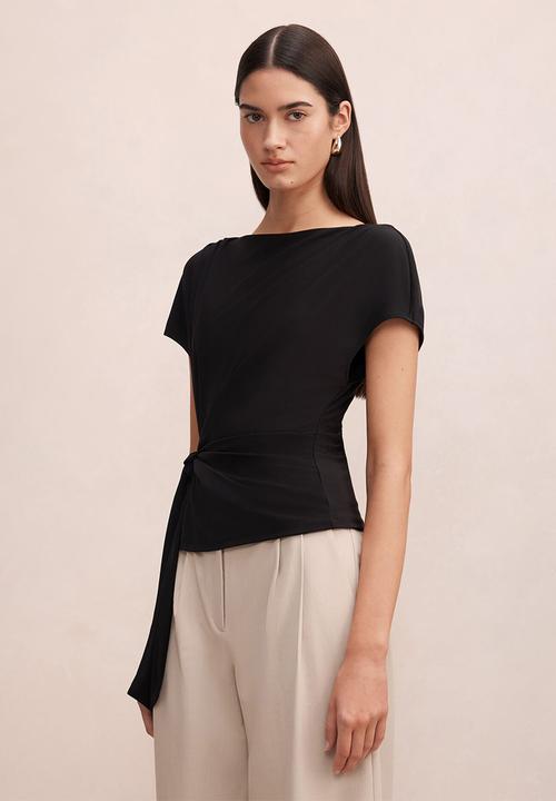 Forever New - Celine tie detail top in black