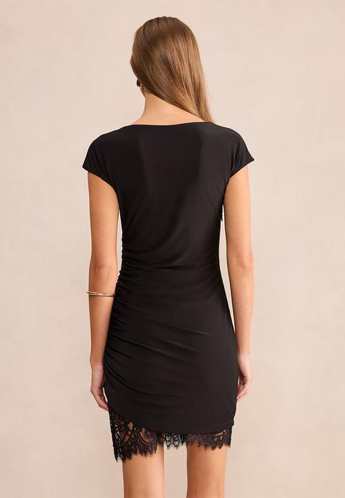 Forever New - Eloise short sleeve lace mini dress in black