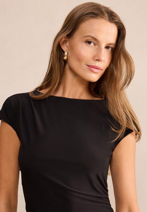 Forever New - Eloise short sleeve lace mini dress in black