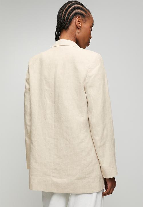 POLO - Wmn Tia Ls Relaxed Linen Blazer - Natural