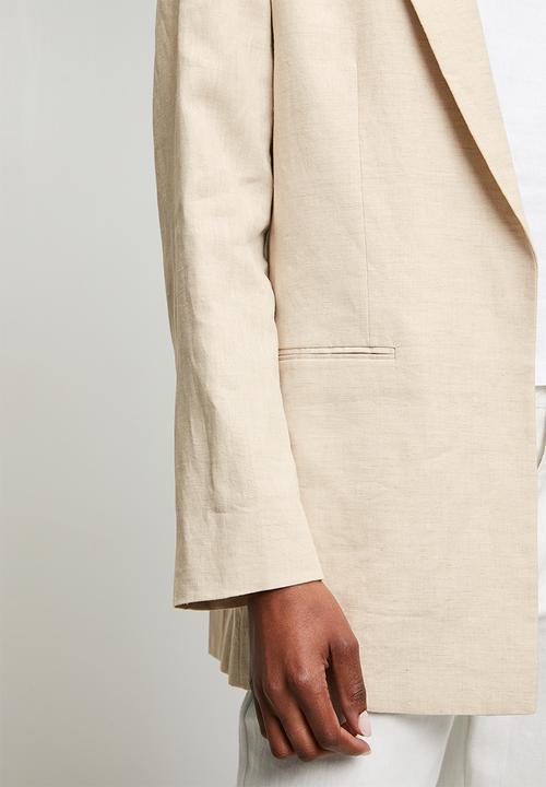 POLO - Wmn Tia Ls Relaxed Linen Blazer - Natural