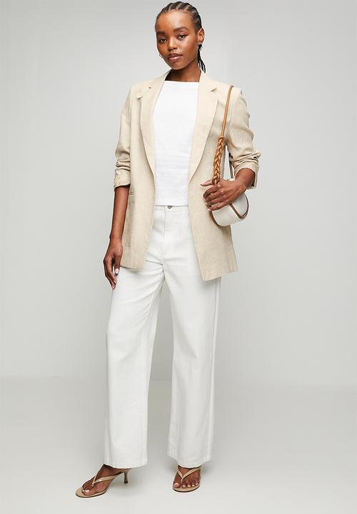 POLO - Wmn Tia Ls Relaxed Linen Blazer - Natural