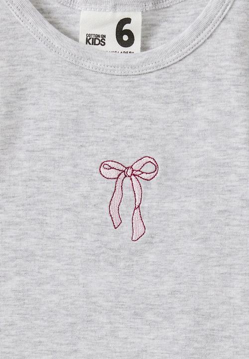 Cotton On - Fitted Essential Racer Back Tank - Grey Marle/Bow