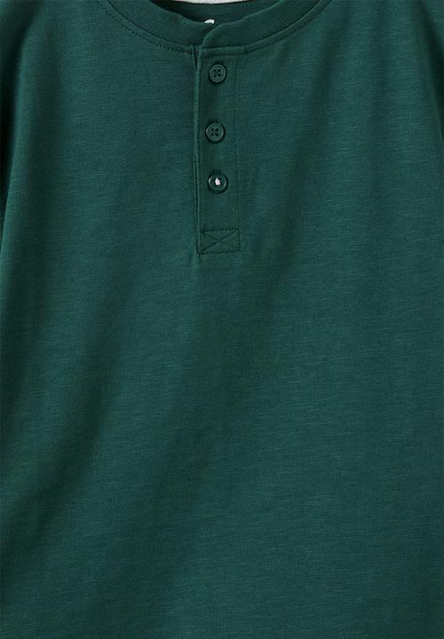 Cotton On - Slub Henley Tee - Winter Jade