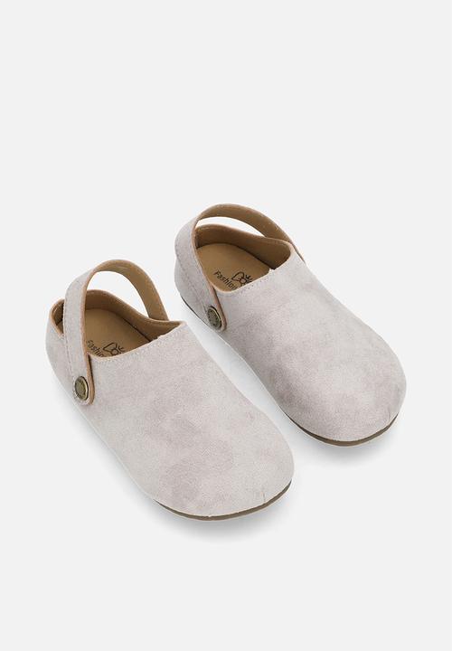 Pop Candy - Suedette mule shoes with buckle strap - grey
