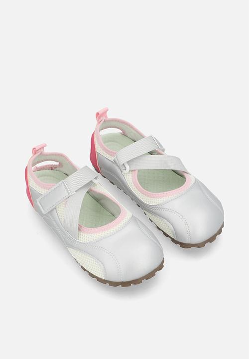 Pop Candy - Sporty Mary Janes with hook and loop closure - silver & pink
