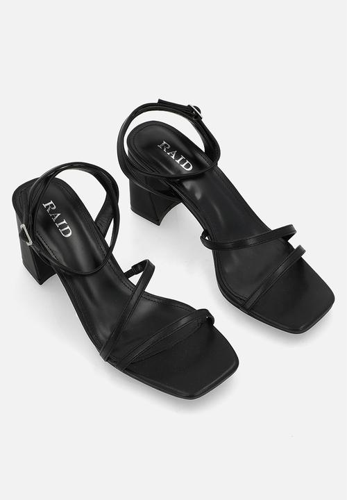 Raid London - Vina block heel ankle strap - black