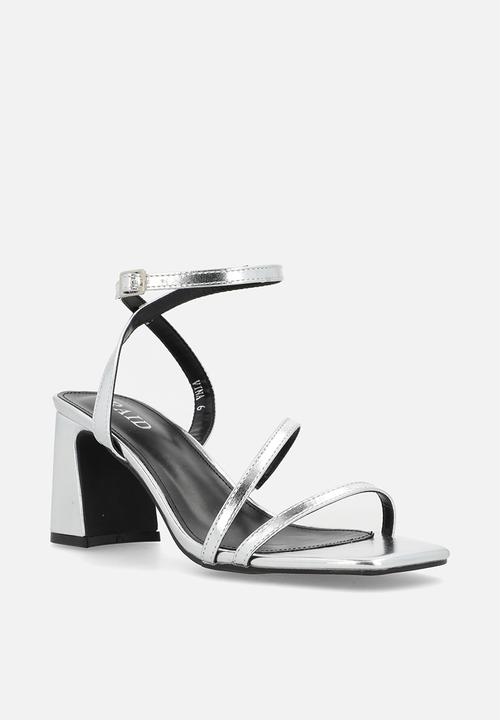 Raid London - Vina block heel ankle strap - silver