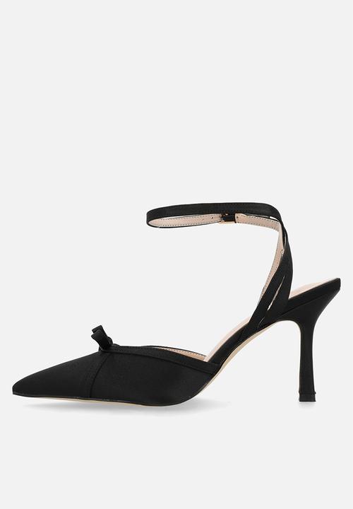 Raid London - Arlene stiletto heel ankle strap - black satin