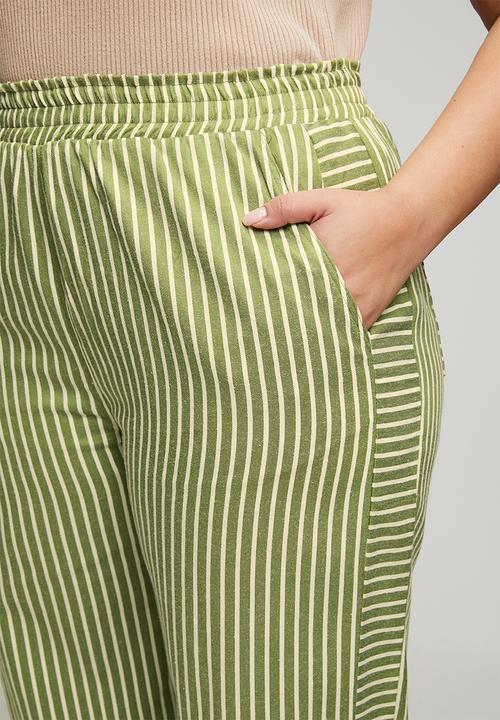 Me&B - Plus Stripe Tapered Leg With Contrast Panel - Green