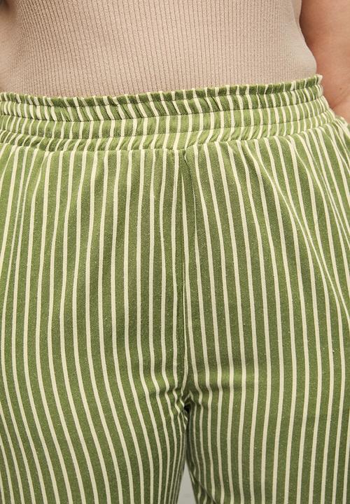Me&B - Plus Stripe Tapered Leg With Contrast Panel - Green