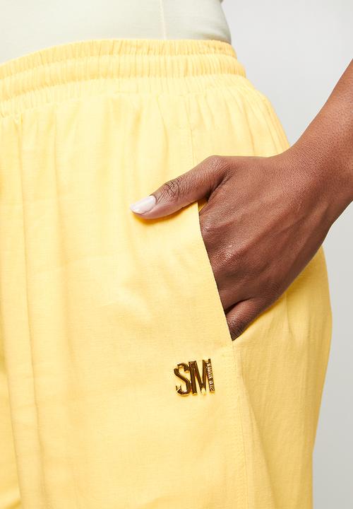 Steve Madden - Ladies walker wideleg linen pants - soft yellow