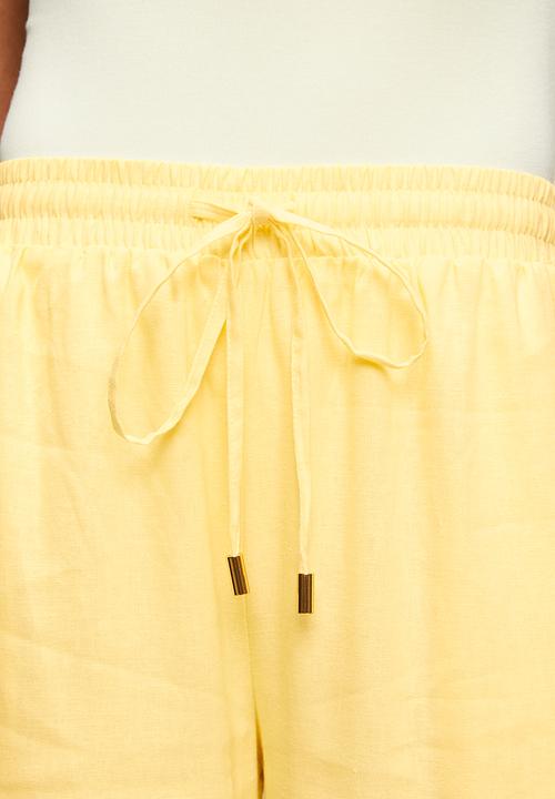 Steve Madden - Ladies walker wideleg linen pants - soft yellow