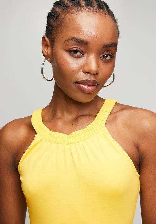Steve Madden - Ladies iris halter neck midi dress - yellow