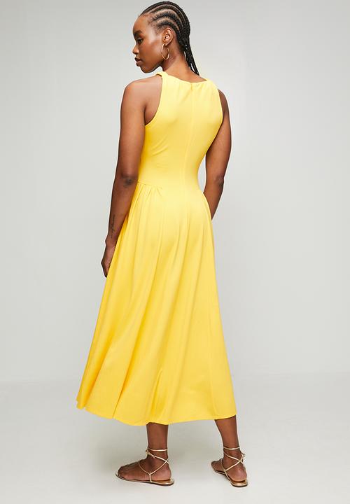 Steve Madden - Ladies iris halter neck midi dress - yellow