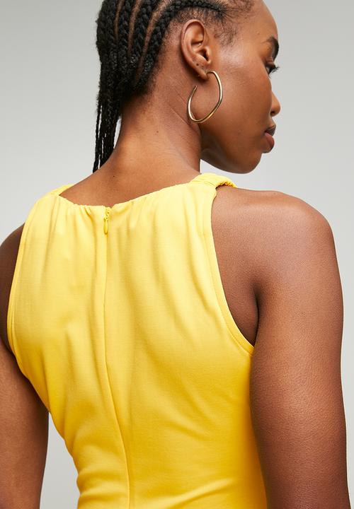 Steve Madden - Ladies iris halter neck midi dress - yellow