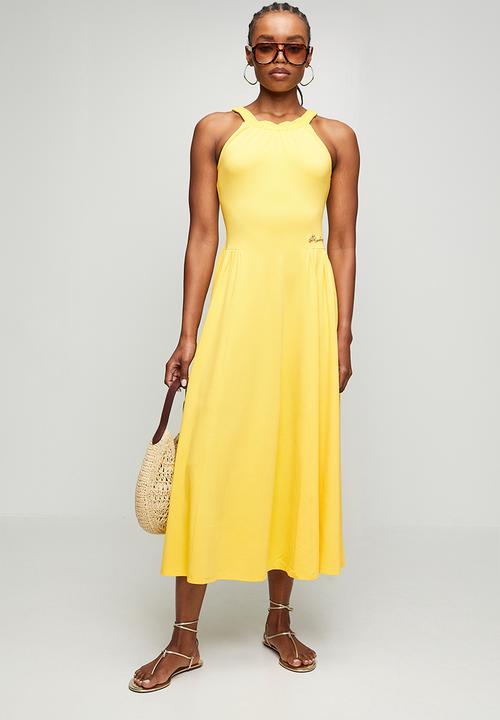 Steve Madden - Ladies iris halter neck midi dress - yellow