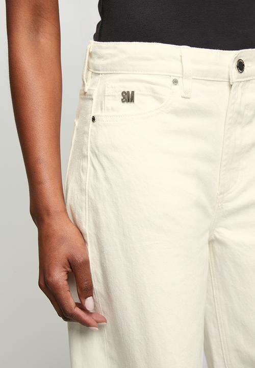 Steve Madden - Ladies maddie mid-rise white barrel leg - white