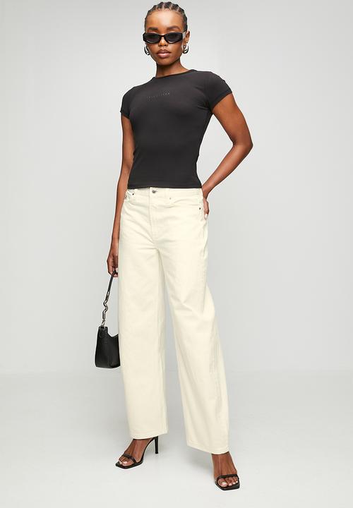 Steve Madden - Ladies maddie mid-rise white barrel leg - white