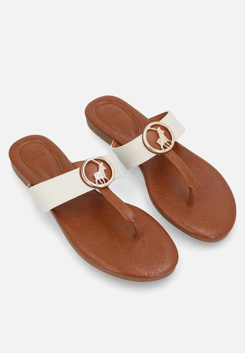 POLO - Big pony flip flop sandal - tan