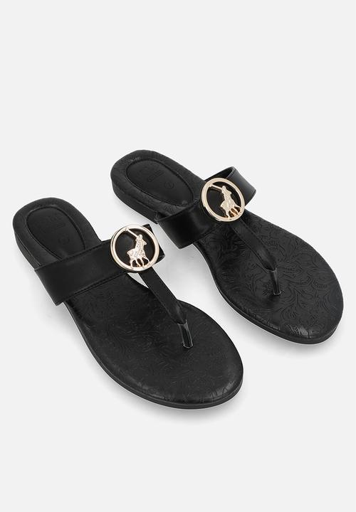 POLO - Big pony flip flop sandal - black