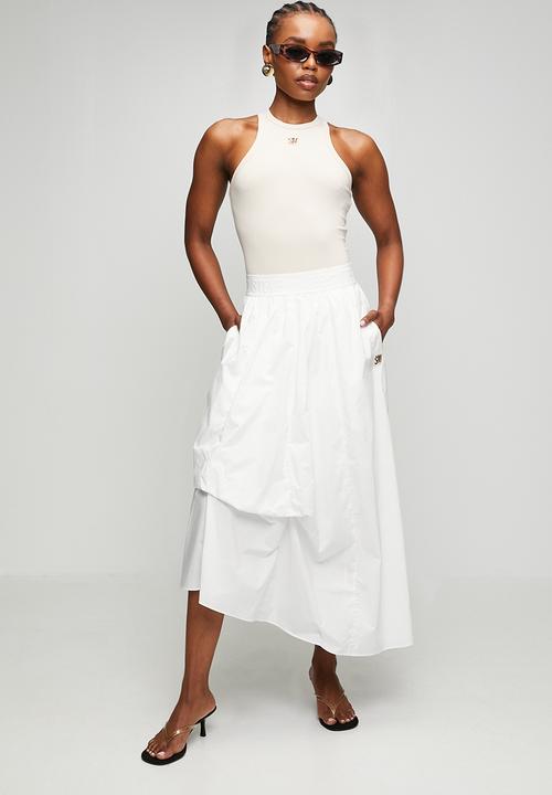 Steve Madden - Ladies amber adjustable hem midi skirt - white