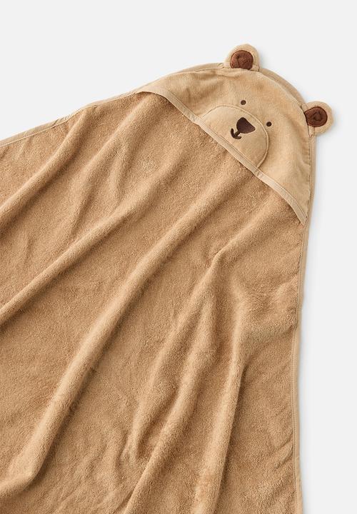 Cotton On - Baby Organic Snuggle Towel - Peanut Butter/Bear