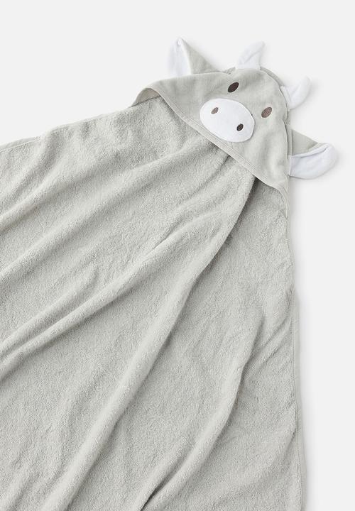 Cotton On - Baby Organic Snuggle Towel - Grey/Cow