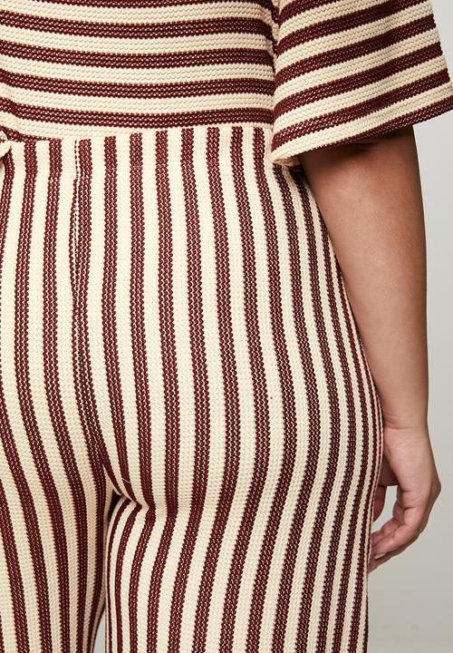 Me&B - Plus Stripe Knit Pant - Chocmilk