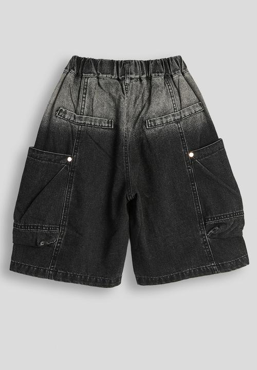 Pop Candy - Acid wash cargo denim shorts - black
