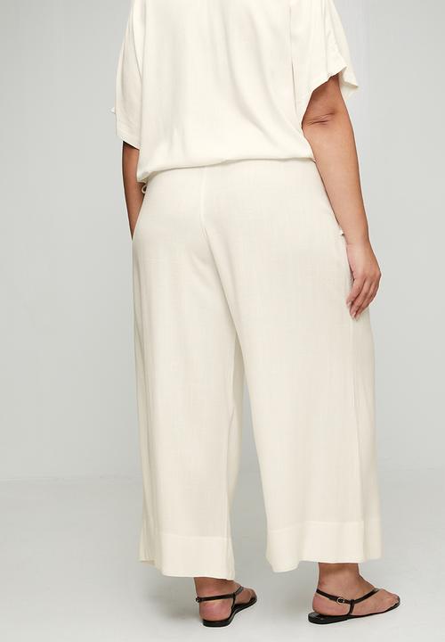 Me&B - Plus Deep Invert Wide Leg Cropped Pant - Milk