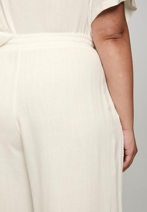 Me&B - Plus Deep Invert Wide Leg Cropped Pant - Milk