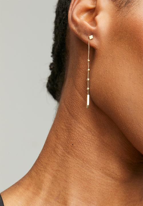 Zoe on Trend - Elegant Ball And Chain Drop-Earrings - Gold
