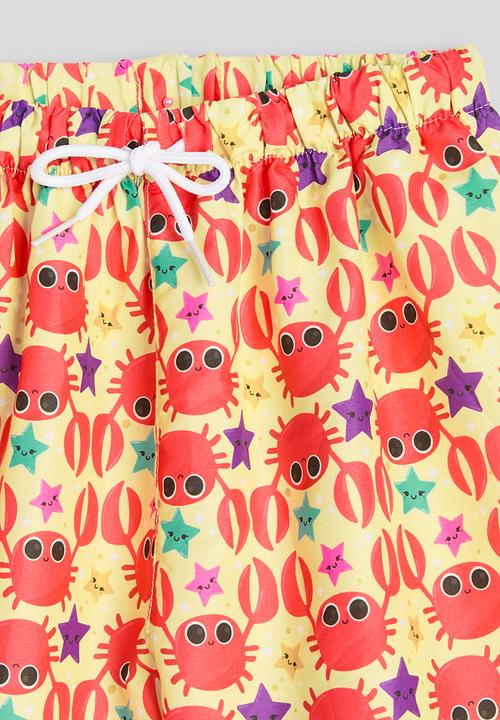 Pop Candy - Cute crab aop swim shorts - light yellow
