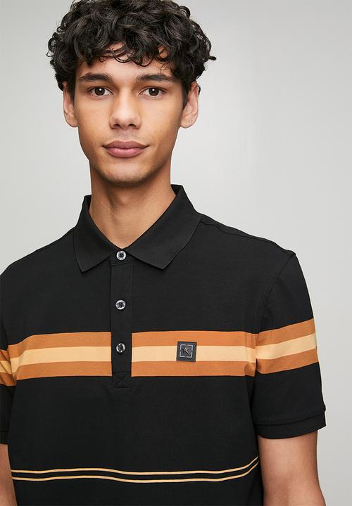 SOVIET - Yarn Dyed Stripe Golfer-Black