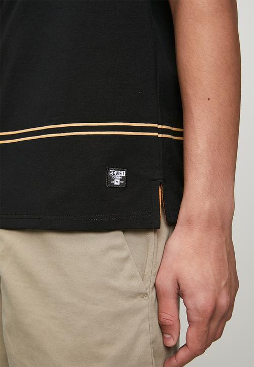 SOVIET - Yarn Dyed Stripe Golfer-Black